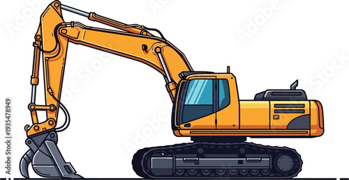 Hydraulic crawler excavator performing earthmoving tasks on a construction site