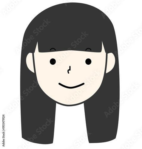 ロングヘアーの可愛い女の子　前髪パッツン