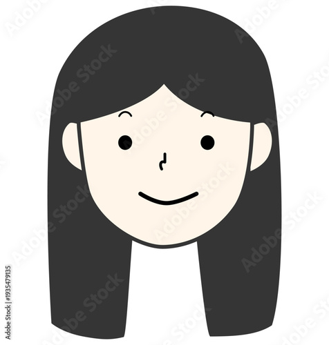 ロングヘアーの可愛い女の子　センター分け