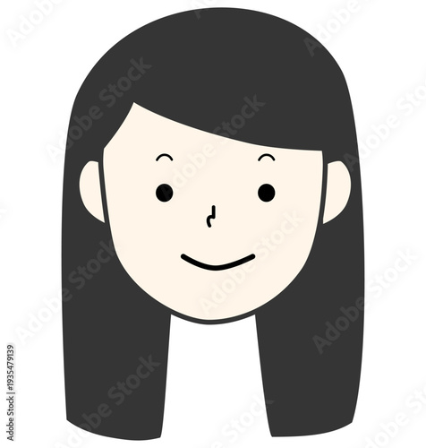 ロングヘアーの可愛い女の子　7.3分け