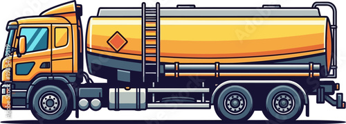 Industrial fuel tanker truck transporting liquid