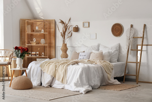 Interior of bedroom with co...