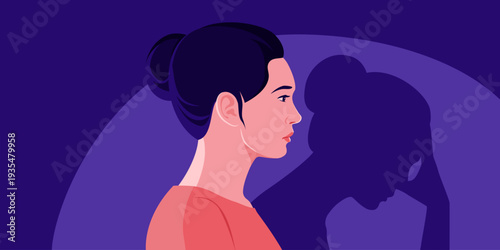 Young woman hiding her depression and grief