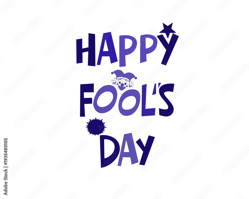 Fototapeta premium Happy April Fools Day Typography Text Design Transparent Background