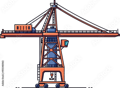 Massive gantry crane standing at a shipping container terminal