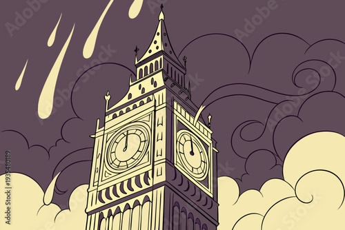 Big Ben clock tower standing tall under stormy cloudy sky