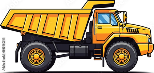 Massive mining dump truck for transporting ore in open-pit mines