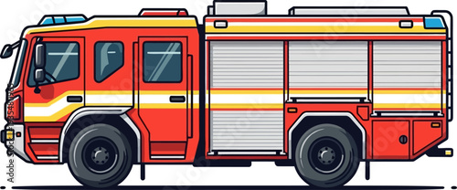 Modern emergency fire engine equipped for rapid response firefighting
