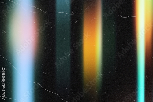 light leak overlay effect with dust and colorful ray light,retro film noisy texture light leak flare on black background,abstract analog film burn light leak,Leaked camera poster photo effect mockup