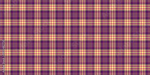 Sheet check plaid textile, expensive pattern texture seamless. Celebrate vector tartan fabric background in magenta and light goldenrod colors.