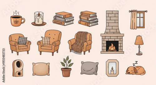 Cozy Home Interior Elements Collection Cozy Home Interior Elements Collection.