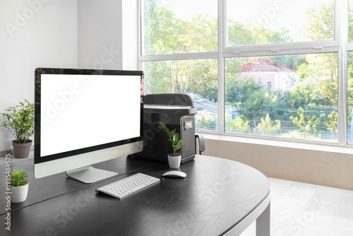 Blank computer monitor with...