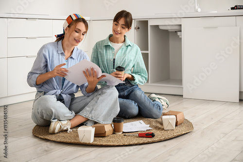 Young women with furniture ...