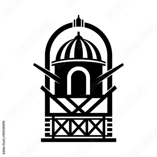 silhouette mosque vector illustration with birdcage design