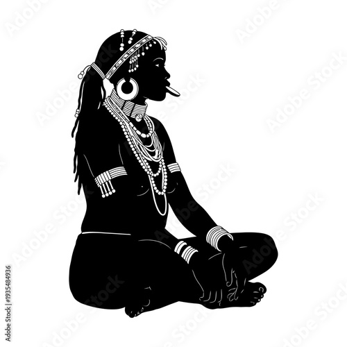 girl holding guitar vector illustration silhouette