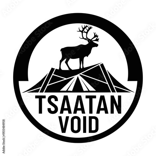 Deer crossing sign vector illustration with black silhouette of a wild deer animal