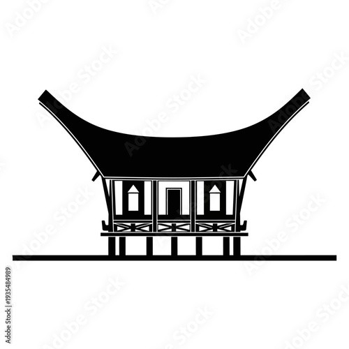 Japanese temple with traditional roof and gate vector illustration