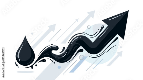 Black oil transformation into upward arrow chart