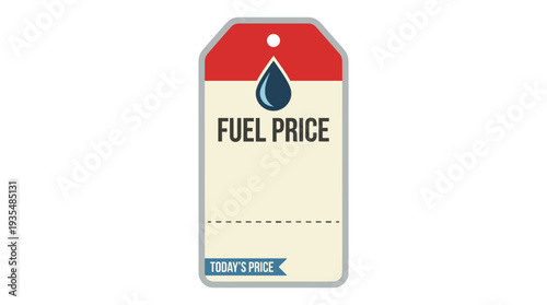 Fuel price tag with oil drop symbol and blank space