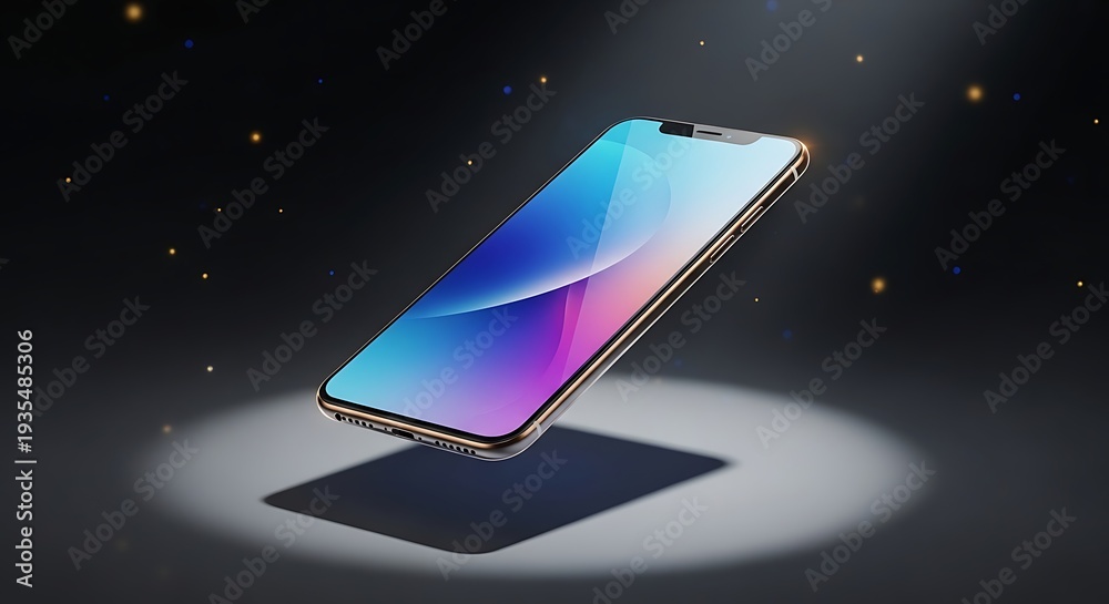 custom made wallpaper toronto digitalFloating smartphone mockup with colorful screen in space