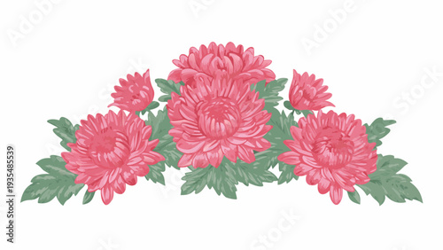 A vibrant arrangement of red chrysanthemum flowers with green foliage