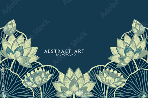 Elegant lotus flowers create a symmetrical abstract art background