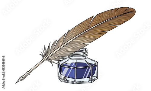 feather pen and ink