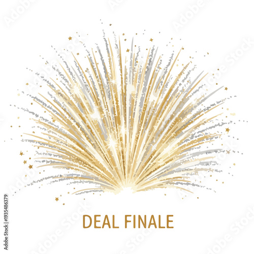 Gold Fireworks Exploding in Bright Display.