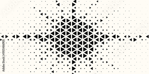 Triangle Shapes Vector Abstract Geometric Technology Background. Radial Composition Halftone Frame Triangular Retro Simple Pattern. Minimal Style Dynamic Tech Wallpaper