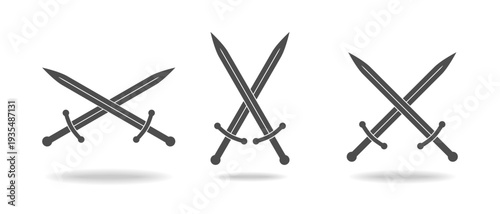 Crossed swords graphic icons set. Signs isolated on white background. Vector illustration