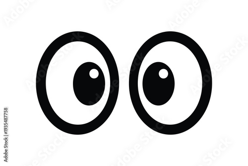 A pair of large, expressive cartoon eyes with exaggerated pupils and thick outlines Vector