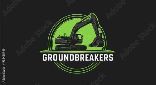 Groundbreakers Excavator Logo for Construction Industry.