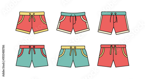 Bermuda Shorts Line art vector abstract color concept