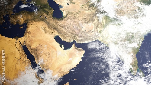 Satellite View of the Middle East and the Strait of Hormuz