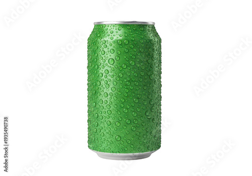 A close-up view of a sparkling green soda can on a white background isolated on transparent background,png