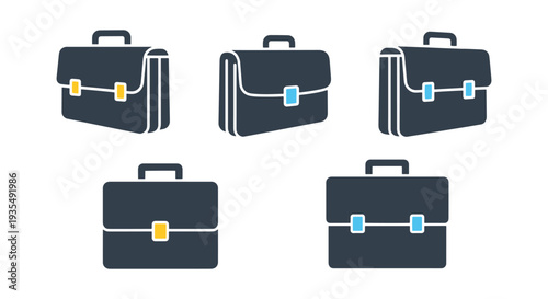 Briefcase Line art vector set clean modern style