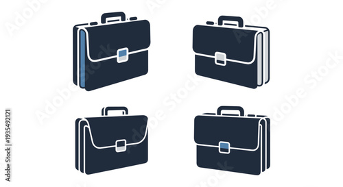 Briefcase Line art vector set modern abstract style illustration