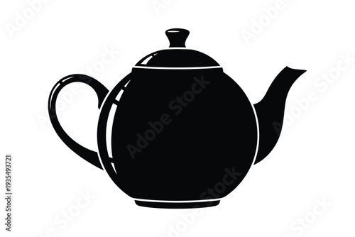 A sleek black teapot with a handle and spout, perfect for tea lovers Vector