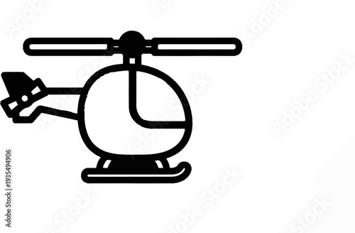 A simple black and white illustration of a helicopter
