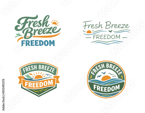 Fresh breeze freedom vintage badge and logo set