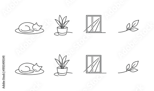 Home interior divider collection featuring window, plants and cozy lifestyle elements