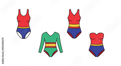 Bodysuit Line art vector set soft elegant color illustration