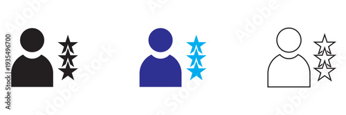Talent acquisition , Customer Satisfaction Rating Line Icon . user profiles with star ratings illustrating customer satisfaction levels, online reviews, feedback system, and reputation concept.