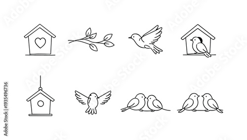 Wildlife and village themed divider set with birds, small houses and natural landscape elements