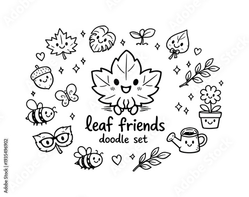 Best friends decorative floral wreath illustration with cute characters and playful spring themed elements
