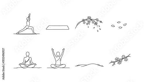 Minimal rural landscape horizontal border set with natural meadow and hill accents