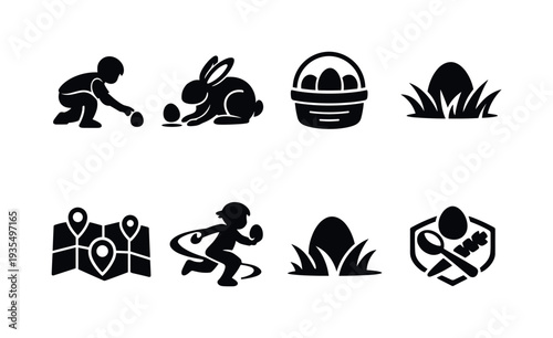Outdoor activity silhouette icon collection featuring hiking, cycling and adventure themed elements
