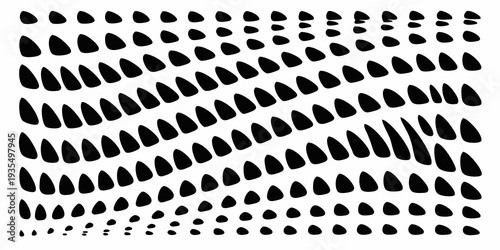 Abstract pattern of black teardrop shapes on a white background