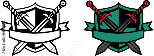 Medieval Sword and Shield Emblem – Fantasy Battle Crest Vector