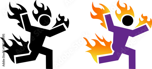 Burning Man Symbol Illustration – Fire Danger Warning Vector